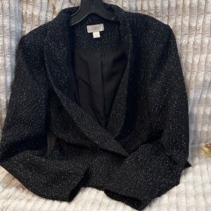 LOFT Women's Black and White Textured Blazer